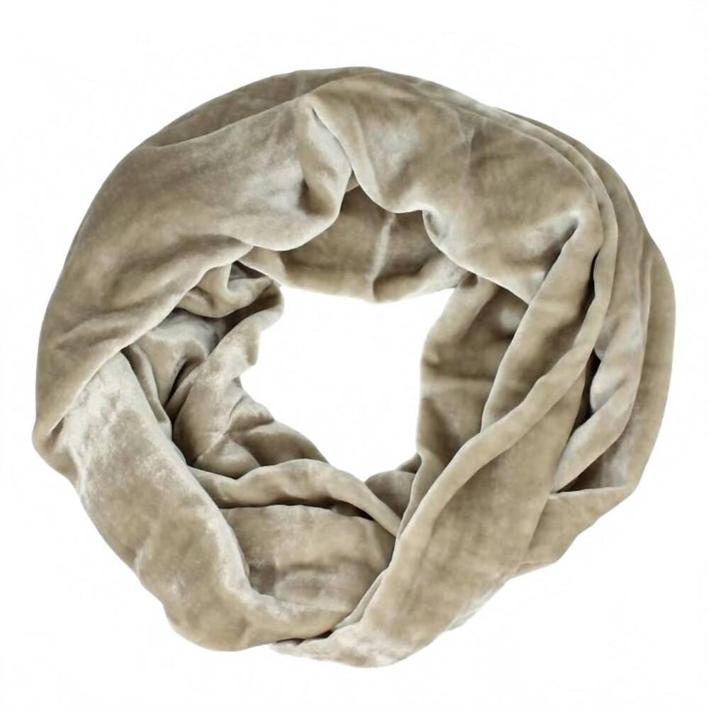NEW DANA HERBERT women's silk velvet infinity scarf in champagne